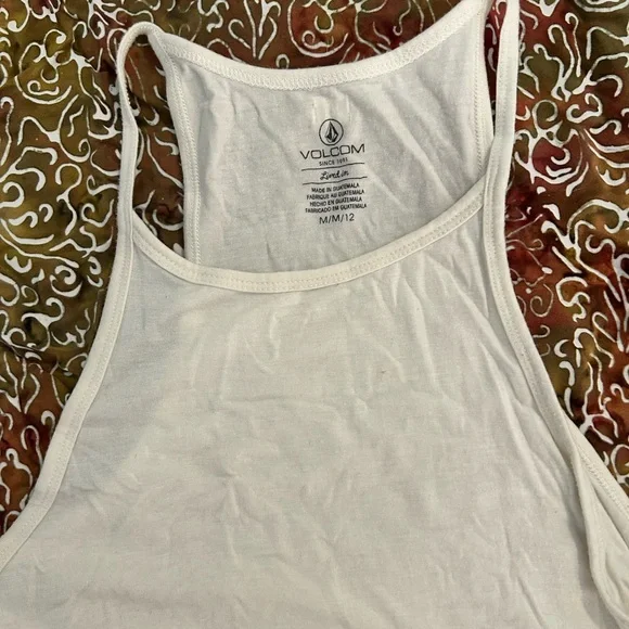 Volcom White Ribbed High Neck Racerback Tank - Picture 2 of 3